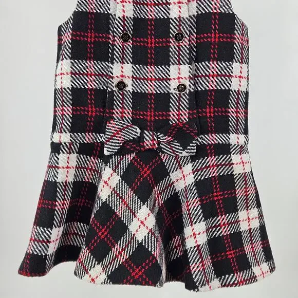 Janie and Jack Wool Blend Red Black Plaid Tartan Winter Holiday DressKid's 2T